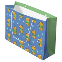 Blue and Green Teddy Bear Stars  Baby Shower Large Gift Bag