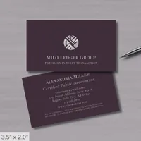 Dark Purple Silver Geometric Logo Business Card