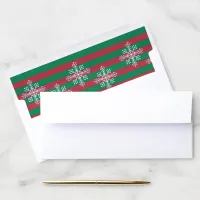 Merry Christmas Snowflakes and Red & Green Stripes Envelope Liner