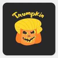 Trumpkin Pumpkin Halloween Design – Retro Slogan  Square Sticker