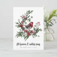 Let Heaven and Nature Sing Robin Wreath  Holiday Card