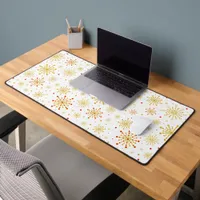 Retro Atomic Mid-Century Mod Red & Gold Starburst Desk Mat