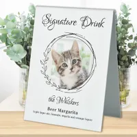 Cat Wedding Signature Drinks Pet Photo Bar  Table Tent