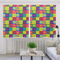 PopArt Colourful Lips Pattern Blackout Curtains