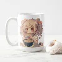 Anime Girl Eating Ramen Noodles Personalized Coffee Mug
