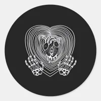 Crying Heart In White  - Skeleton Hands Hearts Classic Round Sticker