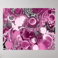 Pink, Magenta and Black Fluid Art Pour Painting   Poster