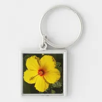Yellow Hibiscus Flower Keychain