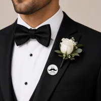 Personalize Groom Mustache Name & Date Lapel Pin