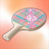 Blue, Pink & Peach Pattern with Glitter & Hearts | Ping Pong Paddle