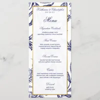 Elegant Romantic Navy Blue Gold Botanical Wedding Program
