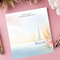 Watercolor Sailboat Floral Personalized Notepad