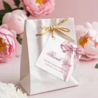 Coquette Bow Baby Shower Favor Tags – Elegant Pink