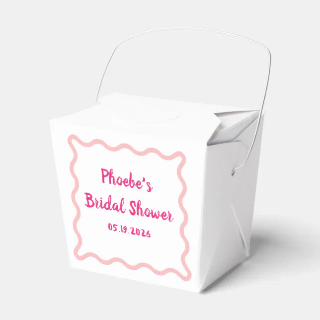 Handwritten Whimsical Wavy Border Bridal Shower Favor Boxes