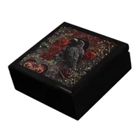 Dark Beauty Goth Red Roses Black Crow Raven Gift Box