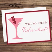 Heart Martini Valentine's Day Red and Pink  Card