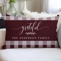 Burgundy Buffalo Check Family Grateful Lumbar Pillow