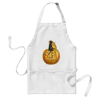 Vintage Black Devil on Jack o' Lantern Adult Apron