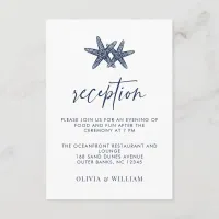 Beach Wedding Starfish Navy Blue Reception Enclosure Card