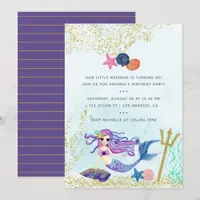 Trendy Colorways Mermaid themed Birthday Party Invitation