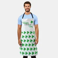 Green Sparkly Shamrocks Happy St Patrick’s Day Apron