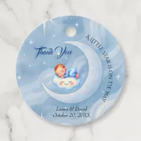 Baby Boy Shower Invite Moonlight Stars Watercolor Favor Tags