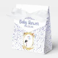 Baby Shower boy blue white stork monogram Favor Boxes