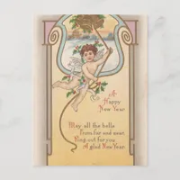 Vintage New Year Cherub Holiday Postcard