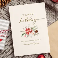 Elegant Boho Christmas Bouquet Delicate Holiday Card