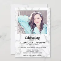 Marble Memorial Photo Funeral Celebration Of Life Invitation