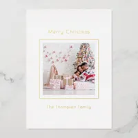 Simple Custom Photo Christmas Luxury Real Foil Holiday Card