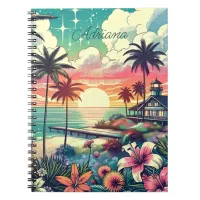 Pink and Turquoise Paradise | Beach Art Notebook