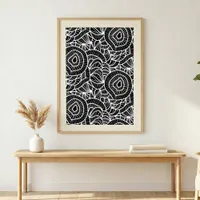 Abstract Black and White Organic Line Art Poster