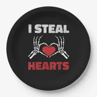 Steal Hearts Valentines Day Funny Skeleton Hand Paper Plates