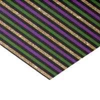 Purple, Green, Black, Faux Gold Stripes Mardi Gras Tissue Paper