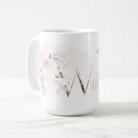 Delicate Blush Pink Rose Monogram Letter W Coffee Mug