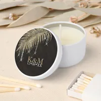 Jewel Palm Leaf Wedding Gold ID830 Mini Candle Favors