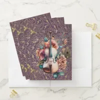 Violin Monogram Purple Vintage Scrolled Book Music Pocket Folder