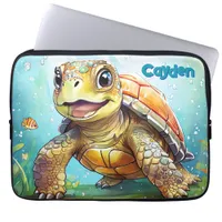 Cute Sea Turtle Personalized Laptop Sleeve