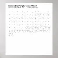 Shailene Font Glyphs Contact Sheet Poster