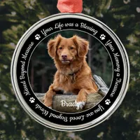 Pet Memorial Pet Loss Remembrance Gift Dog Photo Metal Ornament