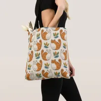 Orange and White Cats Naive Art Style Tote Bag