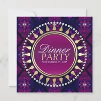 Pink Purple Exotic Sun Dinner Party Invitation