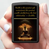 Buddha shines beneath sacred tree  zippo lighter