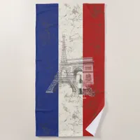 Flag and Symbols of France ID156 Beach Towel