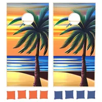 Orange and Blue Ocean Sunsets Tropical Cornhole Set