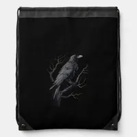 Crow, F-Caw-F Funny Bird Moon Gothic Adult Humor T Drawstring Bag