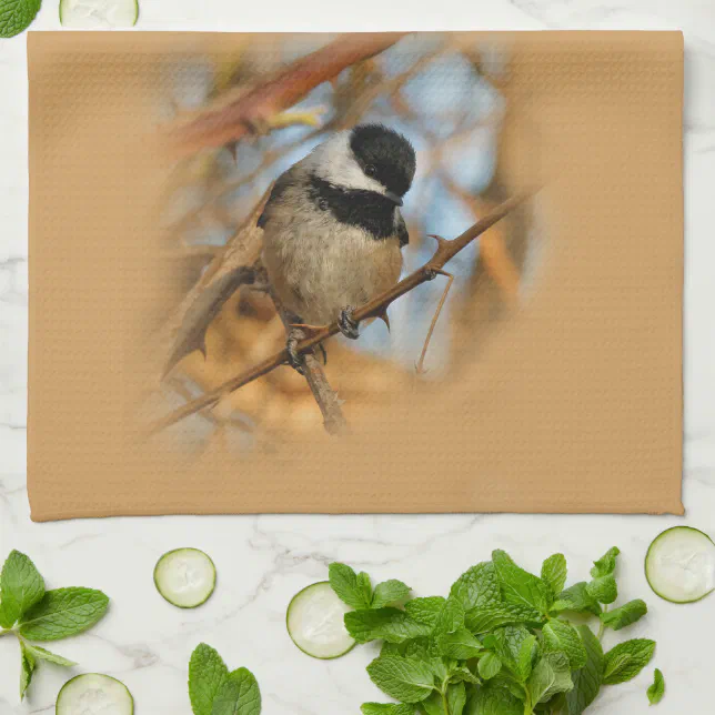 Cute Hopeful Black-Capped Chickadee Songbird Towel