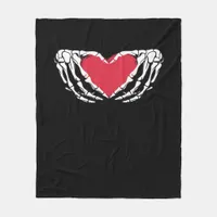 Funny Skeleton Heart Hands Classic Look Fleece Blanket
