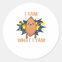 I Yam What I Yam Funny Sweet Potato Thanksgiving S Classic Round Sticker